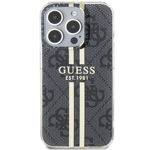 Kryt Guess GUHCP15LH4PSEGK Apple iPhone 15 Pro hardcase IML 4G Gold Stripe black