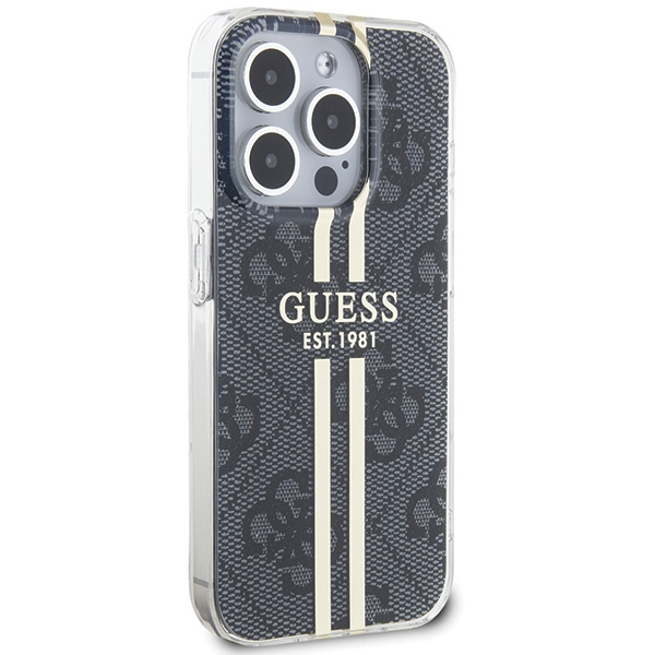 Kryt Guess GUHCP15LH4PSEGK Apple iPhone 15 Pro hardcase IML 4G Gold Stripe black