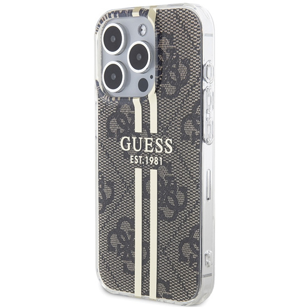 Kryt Guess GUHCP15LH4PSEGW Apple iPhone 15 Pro hardcase IML 4G Gold Stripe brown