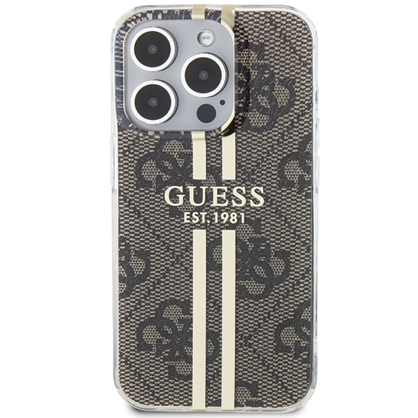 Kryt Guess GUHCP15LH4PSEGW Apple iPhone 15 Pro hardcase IML 4G Gold Stripe brown