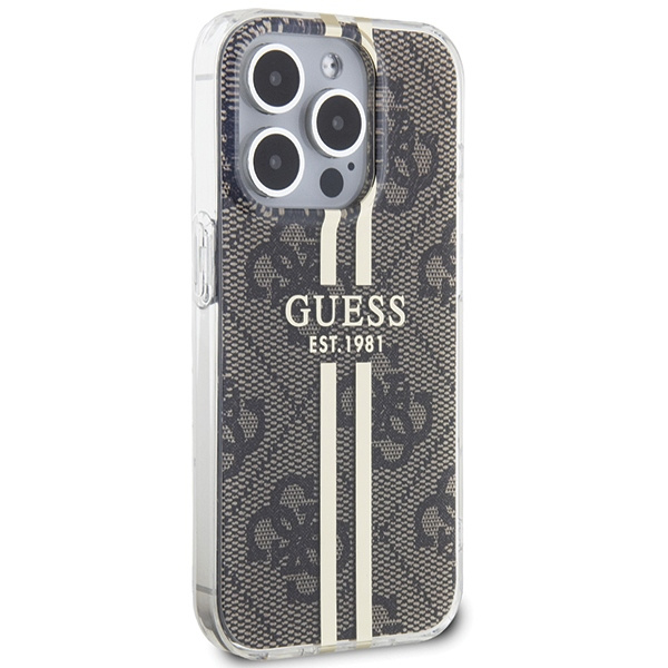 Kryt Guess GUHCP15LH4PSEGW Apple iPhone 15 Pro hardcase IML 4G Gold Stripe brown