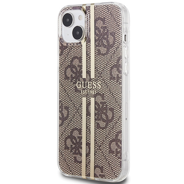 Kryt Guess GUHCP15MH4PSEGW Apple iPhone 15 Plus / 14 Plus hardcase IML 4G Gold Stripe brown