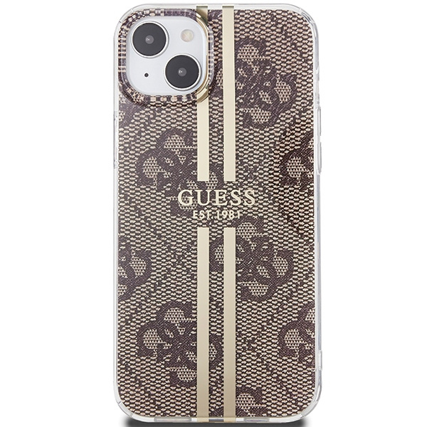 Kryt Guess GUHCP15MH4PSEGW Apple iPhone 15 Plus / 14 Plus hardcase IML 4G Gold Stripe brown
