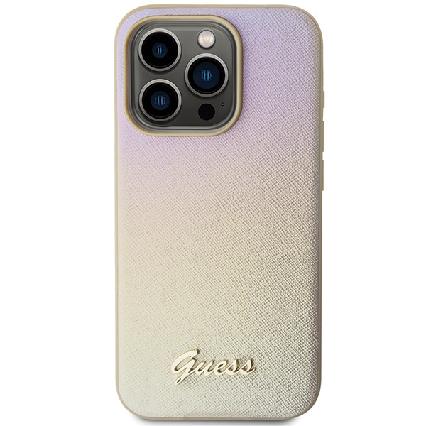 Kryt Guess GUHCP15XPSAIRSD Apple iPhone 15 Pro Max hardcase Saffiano Iridescent Script gold