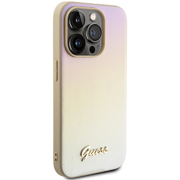 Kryt Guess GUHCP15XPSAIRSD Apple iPhone 15 Pro Max hardcase Saffiano Iridescent Script gold