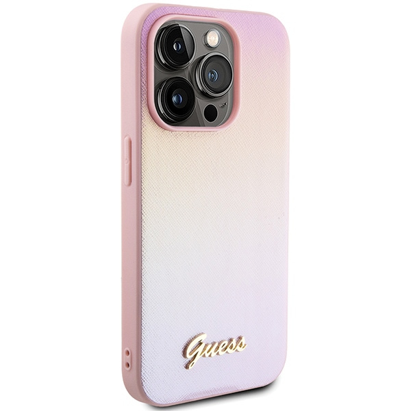 Kryt Guess GUHCP15XPSAIRSP Apple iPhone 15 Pro Max hardcase Saffiano Iridescent Script pink
