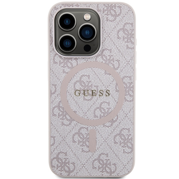 Kryt Guess GUHMP14XG4GFRP Apple iPhone 14 Pro Max hardcase 4G Collection Leather Metal Logo MagSafe pink