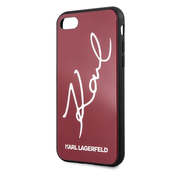 Kryt Karl Lagerfeld KLHCI8DLKSRE Apple iPhone SE 2022/SE 2020/8/7 red hard case Signature Glitter