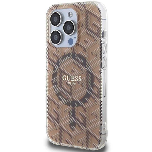 Kryt Guess GUHMP15LHGCUSTGW Apple iPhone 15 Pro hardcase IML GCube MagSafe brown
