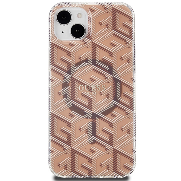 Kryt Guess GUHMP15SHGCUSTGW Apple iPhone 15 / 14 hardcase IML GCube MagSafe brown