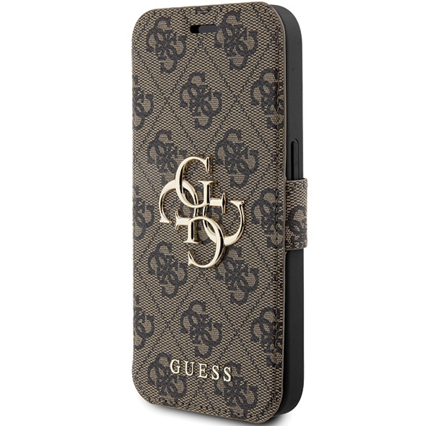 Kryt Guess GUBKP15L4GMGBR Apple iPhone 15 Pro book 4G Metal Logo brown