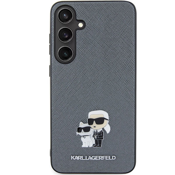 Kryt Karl Lagerfeld KLHCS24SPSAKCMPG Samsung Galaxy S24 hardcase Saffiano Karl & Choupette Metal Pin grey