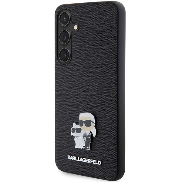 Kryt Karl Lagerfeld KLHCS24SPSAKCMPK Samsung Galaxy S24 hardcase Saffiano Karl & Choupette Metal Pin black