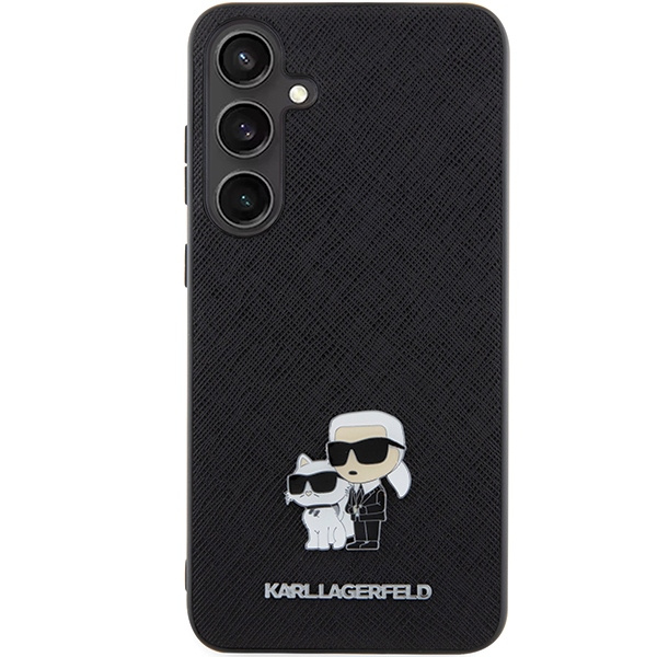 Kryt Karl Lagerfeld KLHCS24SPSAKCMPK Samsung Galaxy S24 hardcase Saffiano Karl & Choupette Metal Pin black