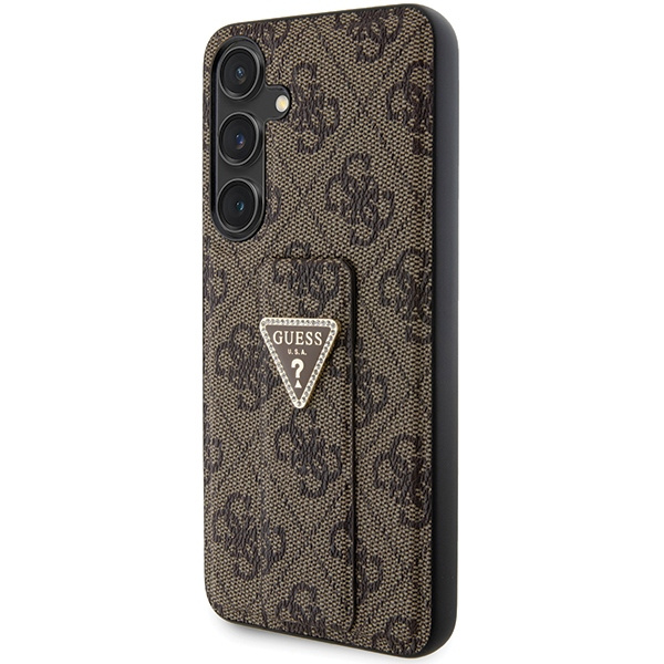 Kryt Guess GUHCS24SPGS4TDW Samsung Galaxy S24 hardcase Grip Stand 4G Triangle Strass brown