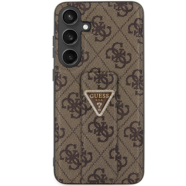 Kryt Guess GUHCS24SPGS4TDW Samsung Galaxy S24 hardcase Grip Stand 4G Triangle Strass brown