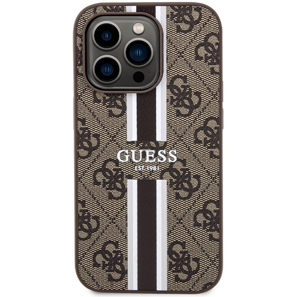 Kryt Guess GUHMP15LP4RPSW Apple iPhone 15 Pro hardcase 4G Printed Stripes MagSafe brown
