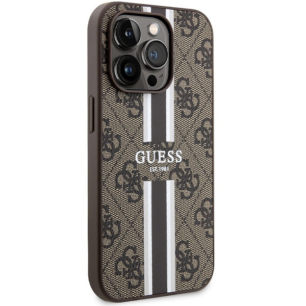 Kryt Guess GUHMP15LP4RPSW Apple iPhone 15 Pro hardcase 4G Printed Stripes MagSafe brown