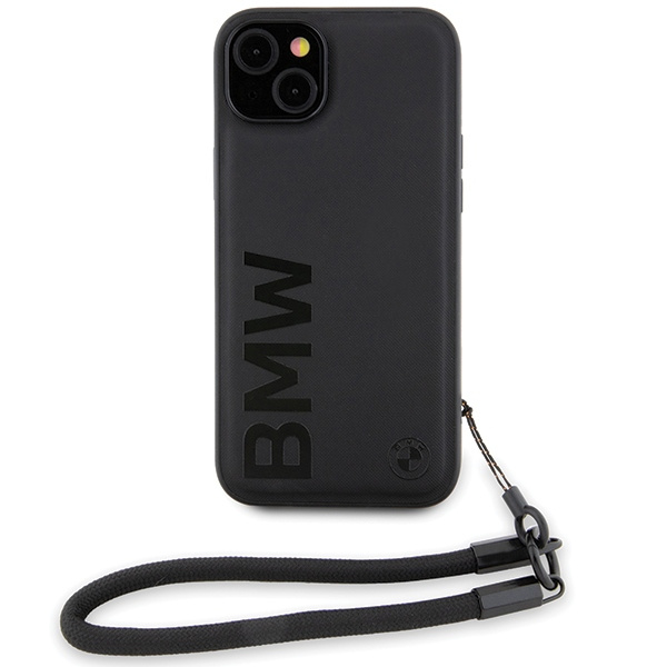 Kryt BMW BMHCP15S23RMRLK Apple iPhone 15 / 14 / 13 hardcase Signature Leather Wordmark Cord black