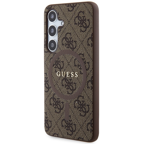 Kryt Guess GUHMS24SG4GFRW Samsung Galaxy S24 hardcase 4G Collection Leather Metal Logo MagSafe brown