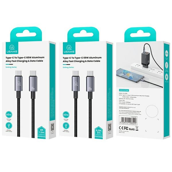 USAMS US-SJ661 USB-C / USB-C cable 60W 1,2m Fast Charging tarnish
