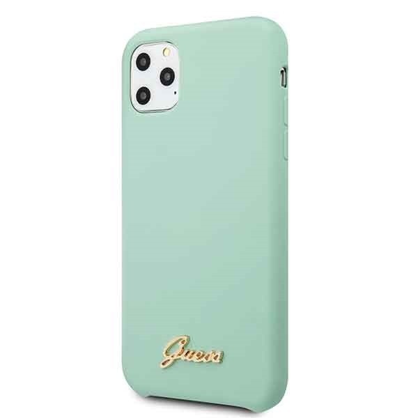 Kryt Guess GUHCN58LSLMGG iPhone 11 Pro green hard case Silicone Vintage Gold Logo