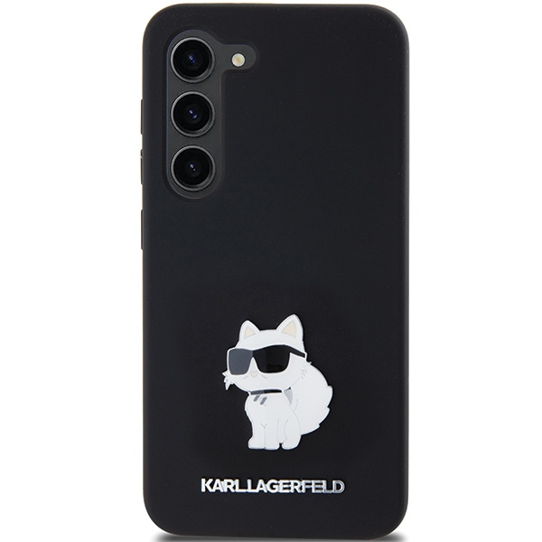 Kryt Karl Lagerfeld KLHCS23SSMHCNPK Samsung Galaxy S23 hardcase Silicone Choupette Metal Pin black