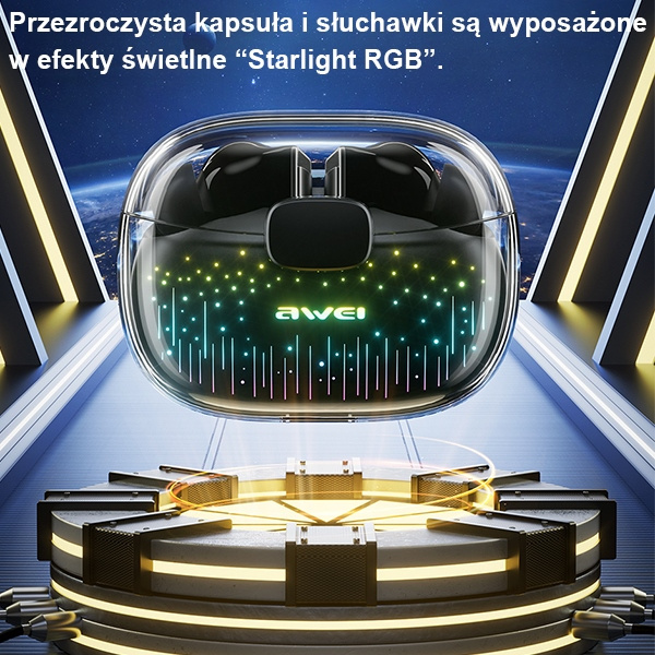 Sluchátka AWEI T52 Pro2 TWS Bluetooth 5.3 + docking station black