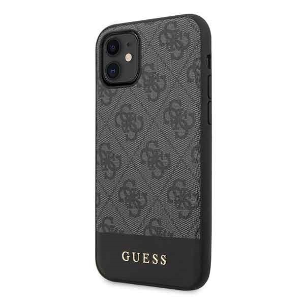 Kryt Guess GUHCN61G4GLGR iPhone 11 grey hard case 4G Stripe Collection