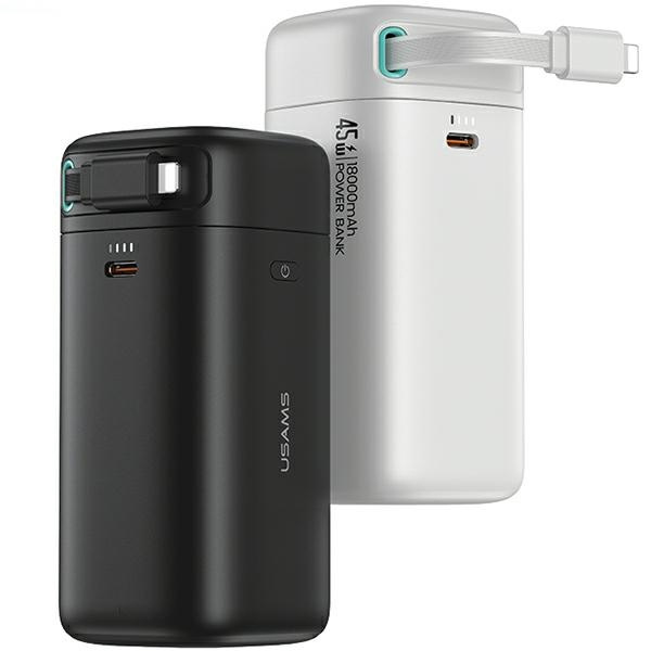 USAMS US-CD217 powerbank 18000mAh PD 45W Fast Charge XMF Series + Lightning cable white