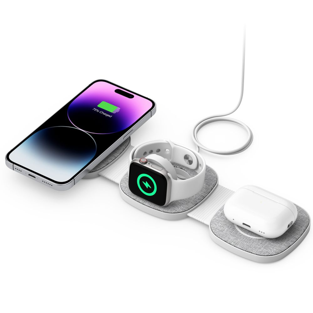 Bezdrátová nabíječka Tech-Protect QI15W-A32 3in1 Magnetic Magsafe Wireless Charger Grey + USB-C / USB-C cable 120cm