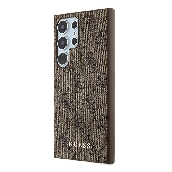 Kryt Guess GUHCS24LG4GFBR Samsung Galaxy S24 Ultra hardcase 4G Metal Gold Logo brown