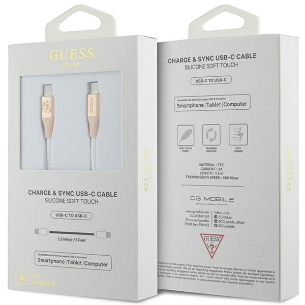 Guess GUCCLALRGDD cable USB-C / USB-C 1.5m Fast Charging Ebossed Logo light gold
