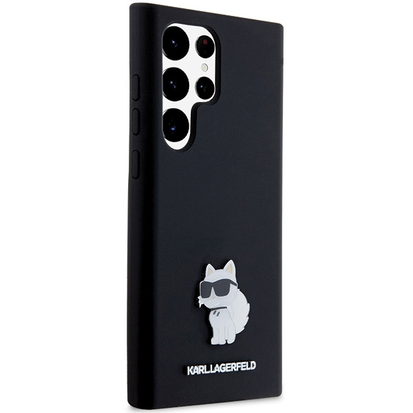 Kryt Karl Lagerfeld KLHCS24LSMHCNPK Samsung Galaxy S24 Ultra hardcase Silicone Choupette Metal Pin black