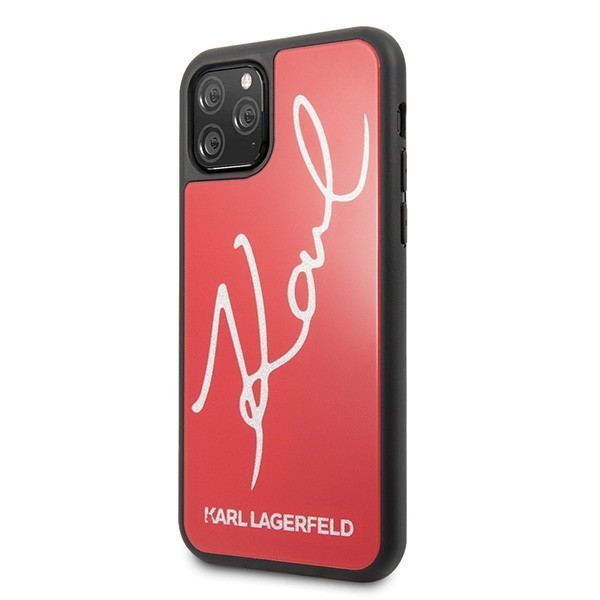 Kryt Karl Lagerfeld KLHCN65DLKSRE iPhone 11 Pro Max red hard case Signature Glitter