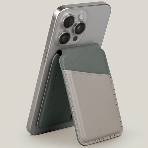 Knížkové pouzdro UNIQ Lyden DS RFID magnetic wallet with stand function ivory-lichen green