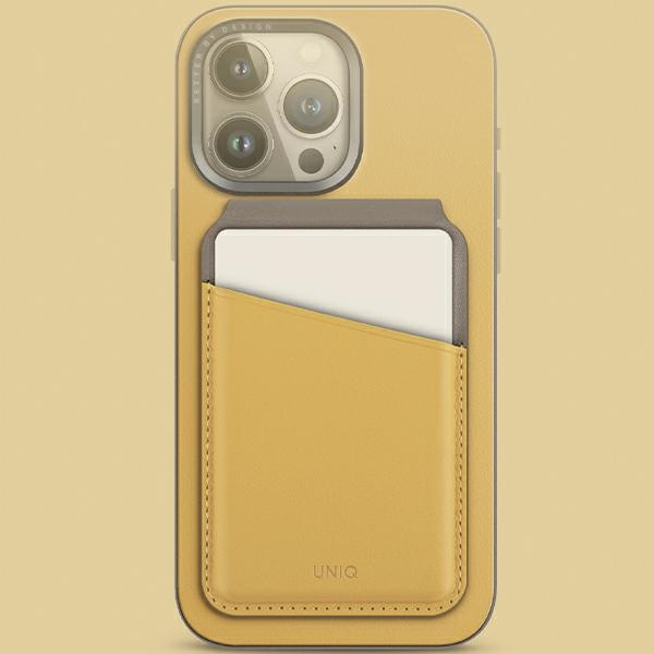 Kryt UNIQ Lyden DS RFID magnetic wallet with stand function canary yellow-flint grey