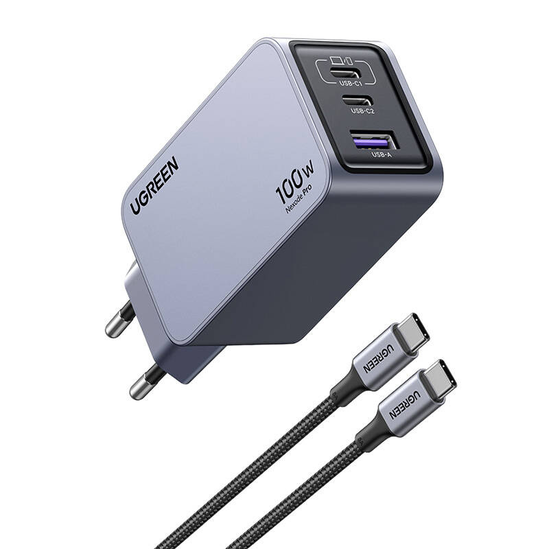 Síťová nabíječka UGREEN Nexode Pro  100W GaN USB-A, 2xUSB-C grey
