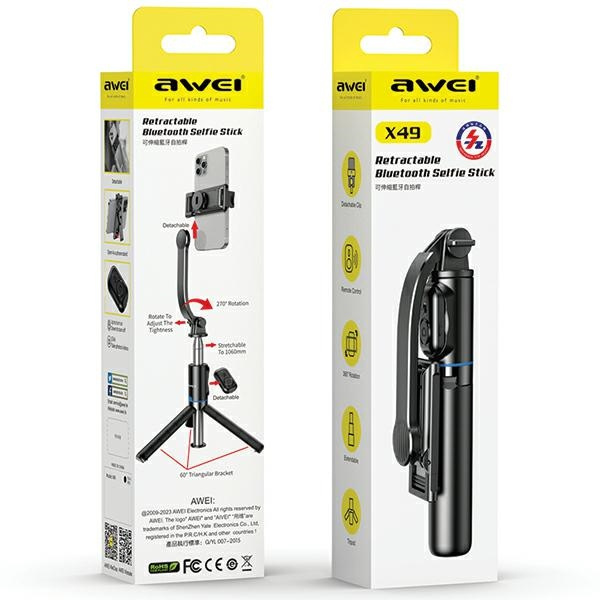 Selfie tyč AWEI X49 black