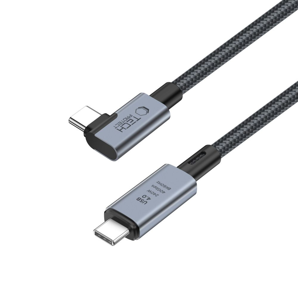 Tech-Protect Ultraboost Max L USB-C / USB-C angle cable USB 4.0 8K 40Gbps PD 240W 150cm Grey