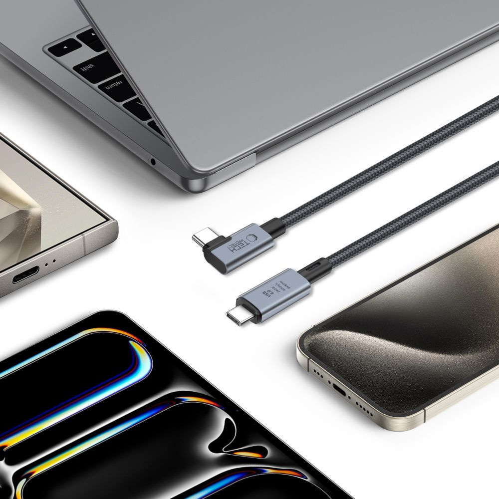 Tech-Protect Ultraboost Max L USB-C / USB-C angle cable USB 4.0 8K 40Gbps PD 240W 150cm Grey