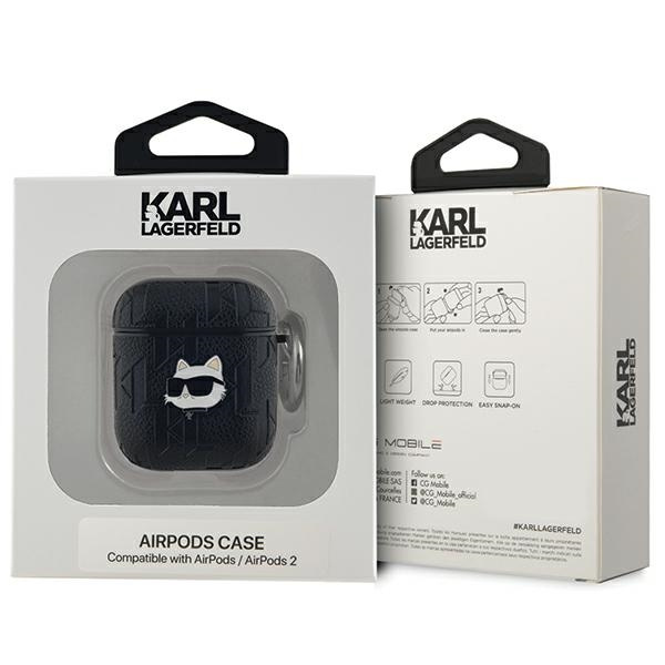 Kryt Karl Lagerfeld KLA2PGCHPK Apple AirPods 1/2 cover Monogram Choupette Head black