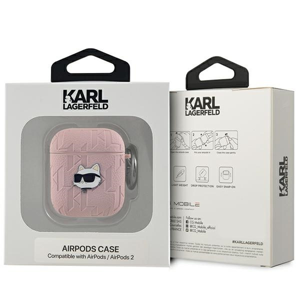 Kryt Karl Lagerfeld KLA2PGCHPP Apple AirPods 1/2 cover Monogram Choupette Head pink