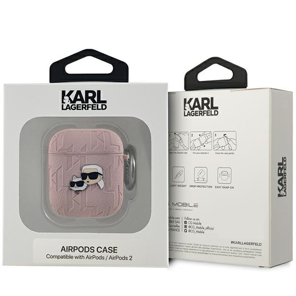 Kryt Karl Lagerfeld KLA2PGKCPP Apple AirPods 1/2 cover Monogram Karl & Choupette Head pink