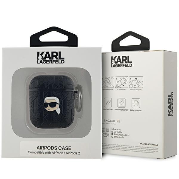 Kryt Karl Lagerfeld KLA2PGKIPK Apple AirPods 1/2 cover Monogram Karl Head black
