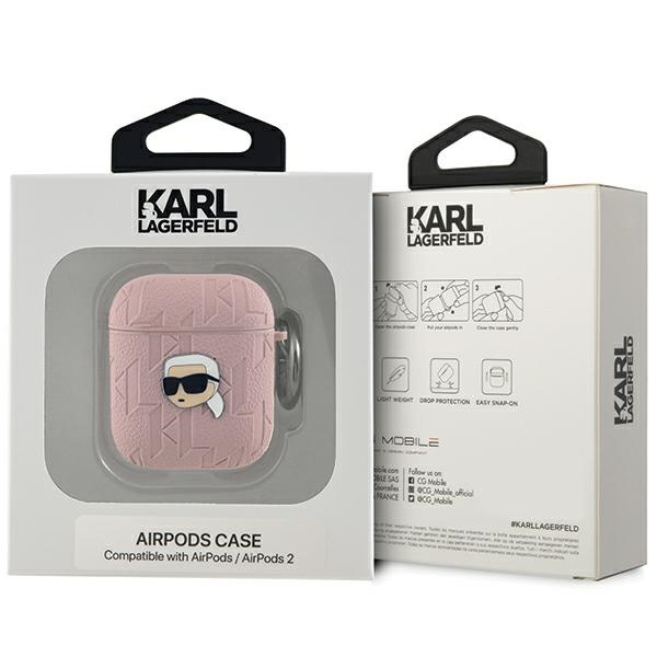 Kryt Karl Lagerfeld KLA2PGKIPP Apple AirPods 1/2 cover Monogram Karl Head pink