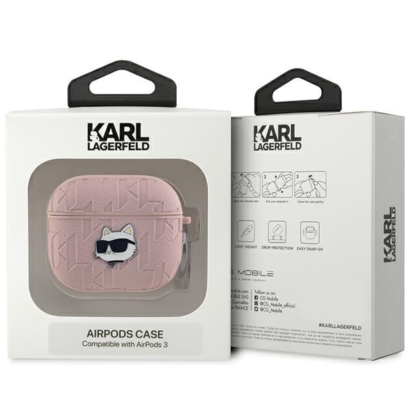 Kryt Karl Lagerfeld KLA3PGCHPP Apple AirPods 3 cover Monogram Choupette Head pink