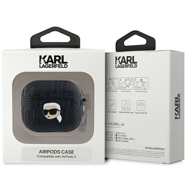 Kryt Karl Lagerfeld KLA3PGKIPK Apple AirPods 3 cover Monogram Karl Head black