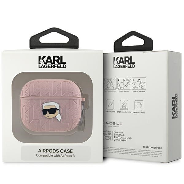 Kryt Karl Lagerfeld KLA3PGKIPP Apple AirPods 3 cover Monogram Karl Head pink