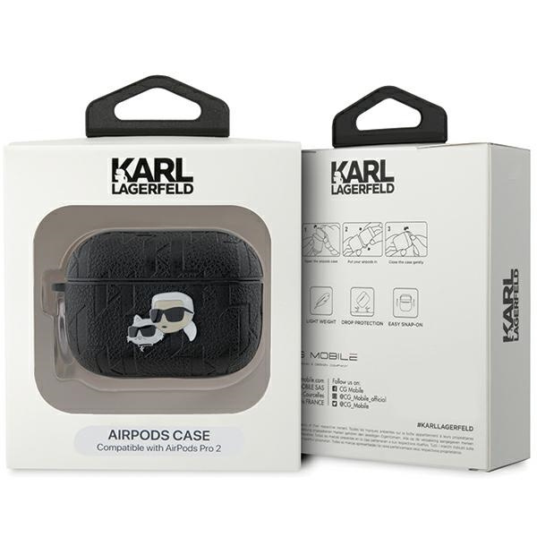 Kryt Karl Lagerfeld KLAP2PGKCPK Apple AirPods Pro (2 gen) cover Monogram Karl & Choupette Head black